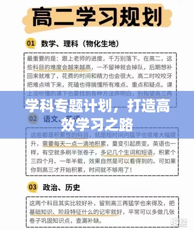 学科专题计划，打造高效学习之路