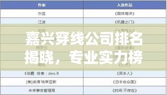 嘉兴穿线公司排名揭晓，专业实力榜单，权威评选不容错过！