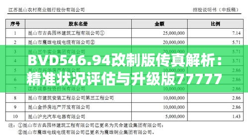 BVD546.94改制版传真解析：精准状况评估与升级版7777788888