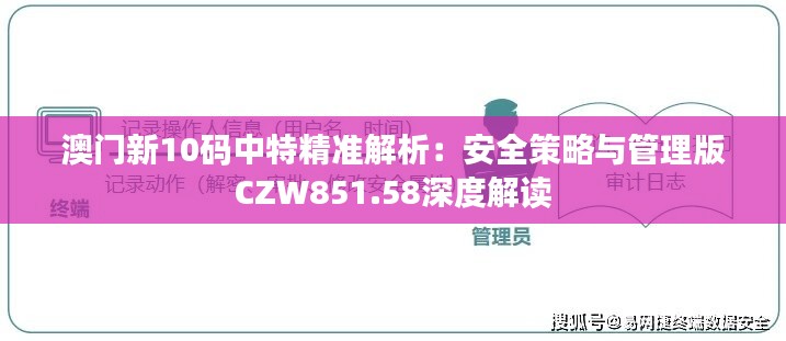 澳门新10码中特精准解析：安全策略与管理版CZW851.58深度解读