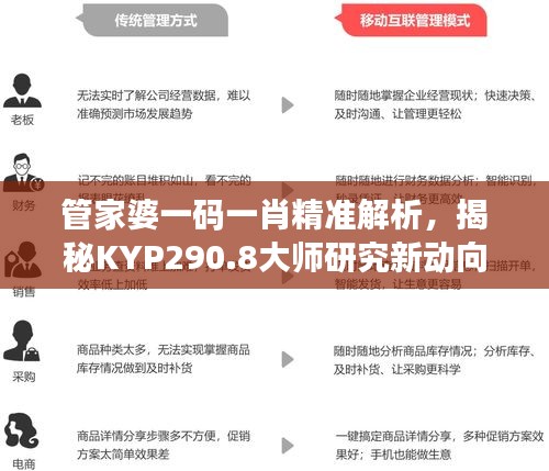 管家婆一码一肖精准解析，揭秘KYP290.8大师研究新动向