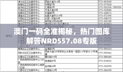 澳门一码全准揭秘，热门图库解答NRD557.08专版