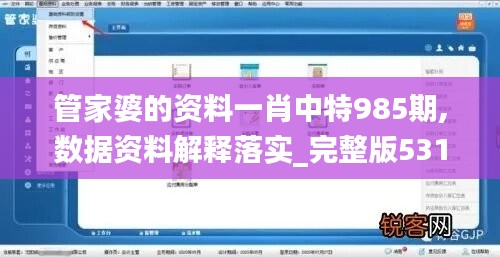 管家婆的资料一肖中特985期,数据资料解释落实_完整版531.55