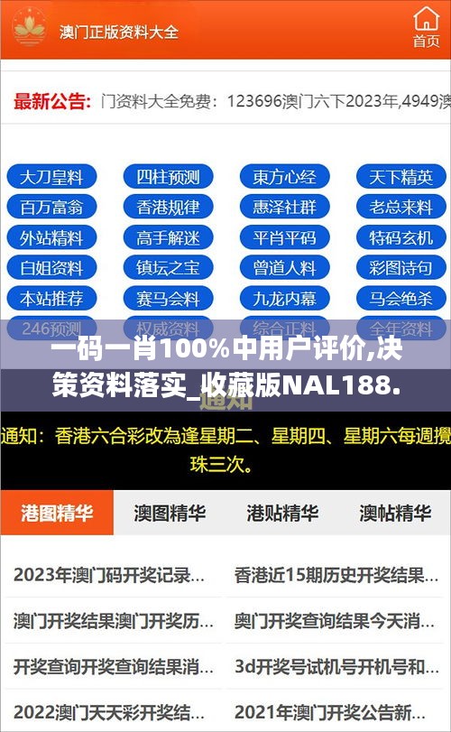 一码一肖100%中用户评价,决策资料落实_收藏版NAL188.2