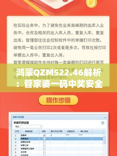 鸿蒙QZM522.46解析：管家婆一码中奖安全性策略揭秘