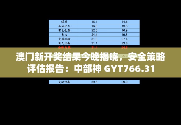 澳门新开奖结果今晚揭晓，安全策略评估报告：中部神 GYT766.31