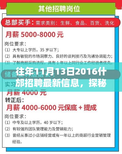 揭秘什邡招聘新篇章，探寻小巷深处的隐藏宝藏与特色小店招聘信息回顾往年11月13日动态