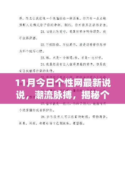 揭秘最新个性网说说背后的故事，潮流脉搏与个性风采的碰撞（11月更新）