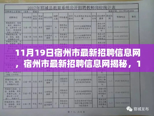 宿州市最新招聘信息网揭秘，11月19日职位大放送，理想工作等你来寻！