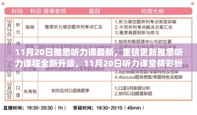 11月20日雅思听力课程全新升级，精彩听力课堂等你来体验