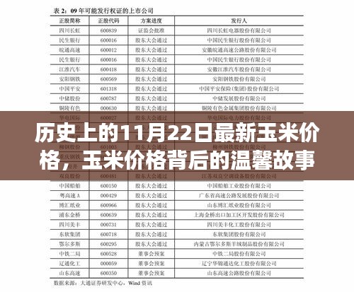 历史上的11月22日最新玉米价格，玉米价格背后的温馨故事，一个特别的11月22日