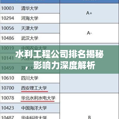 水利工程公司排名揭秘，影响力深度解析