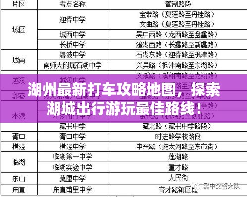 湖州最新打车攻略地图，探索湖城出行游玩最佳路线！